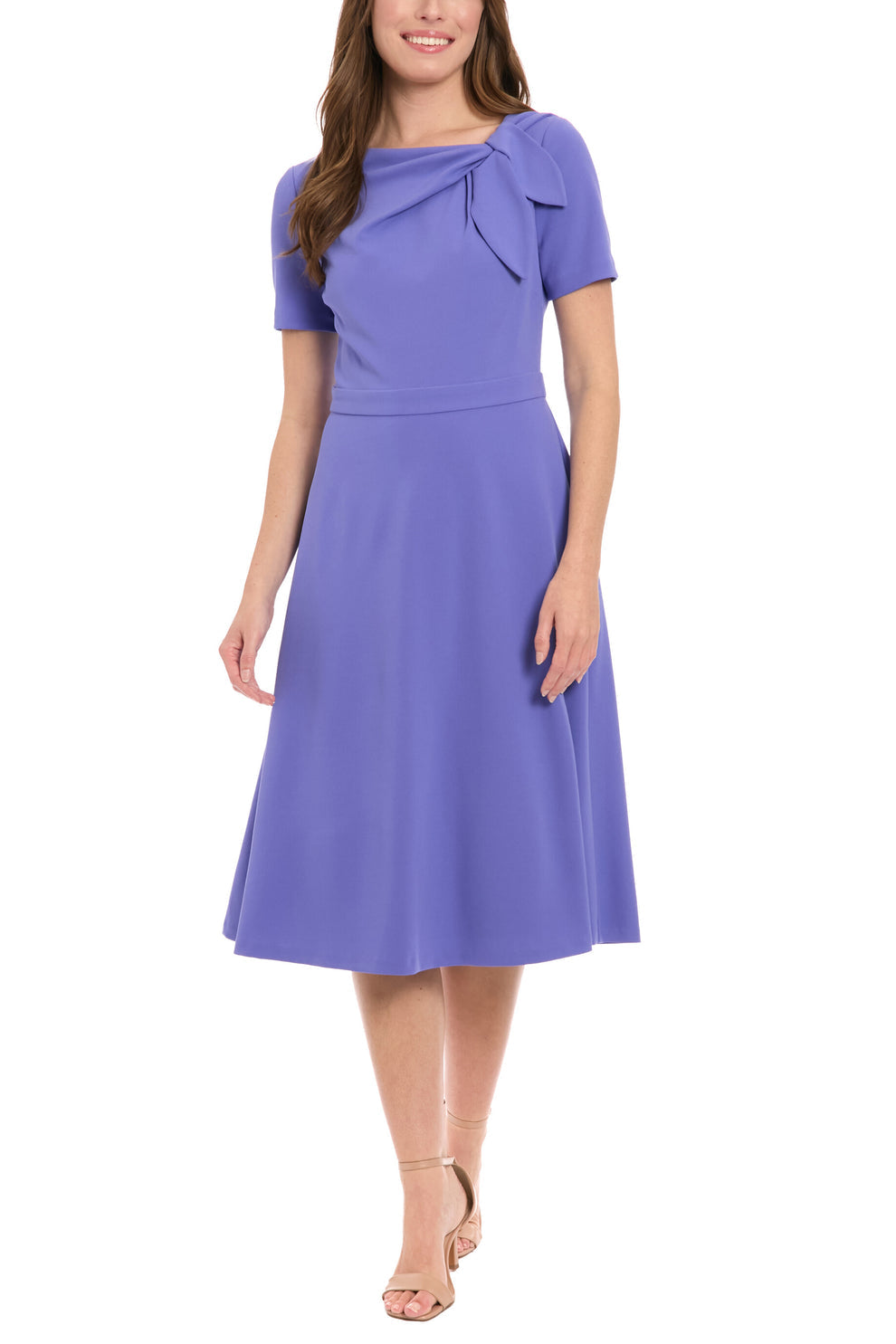 London Times T8085M Short Cocktail A Line Midi Length Dress