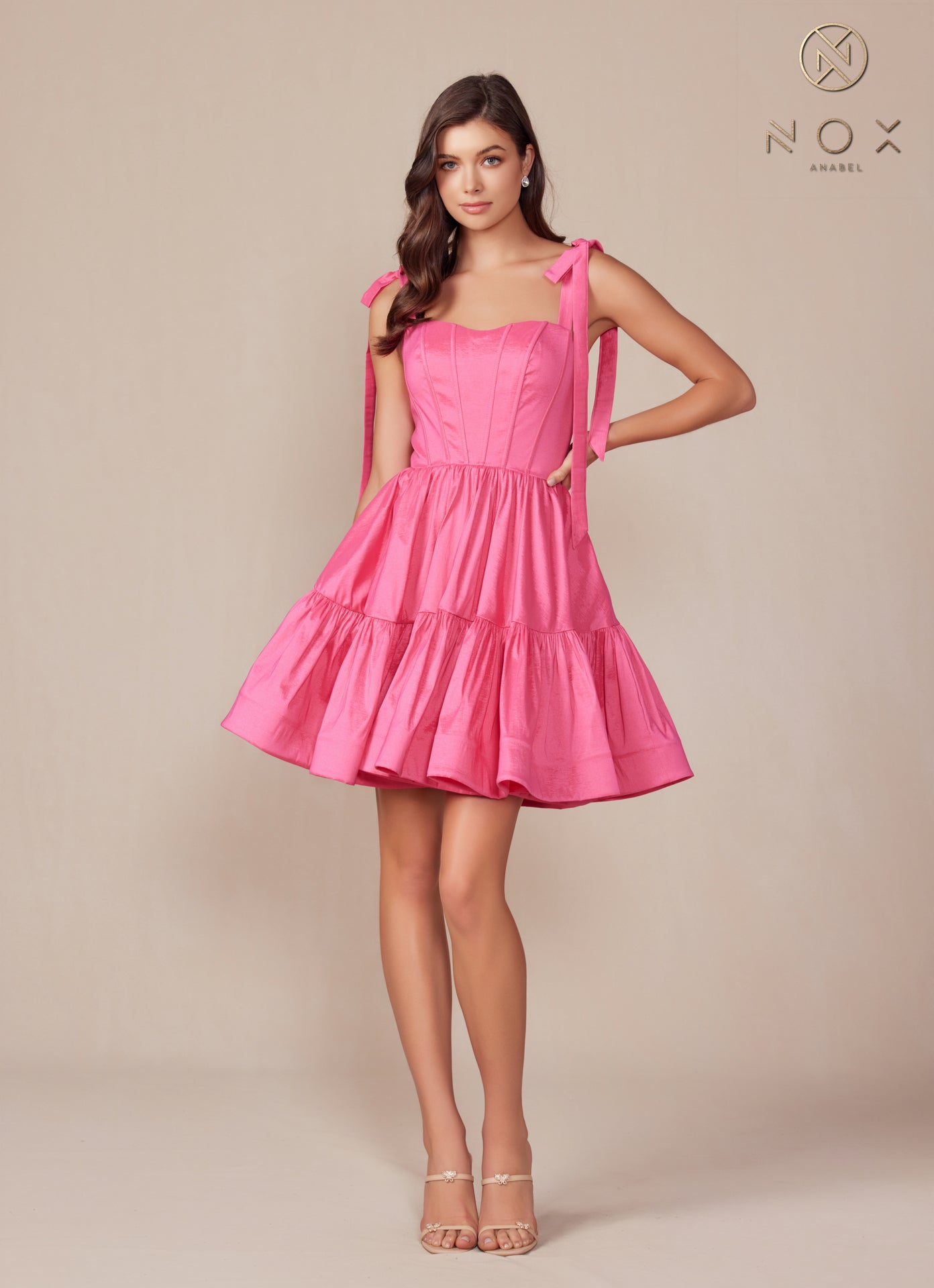 Nox Anabel T869 Homecoming Short A Line Ribbon Cocktail Dress