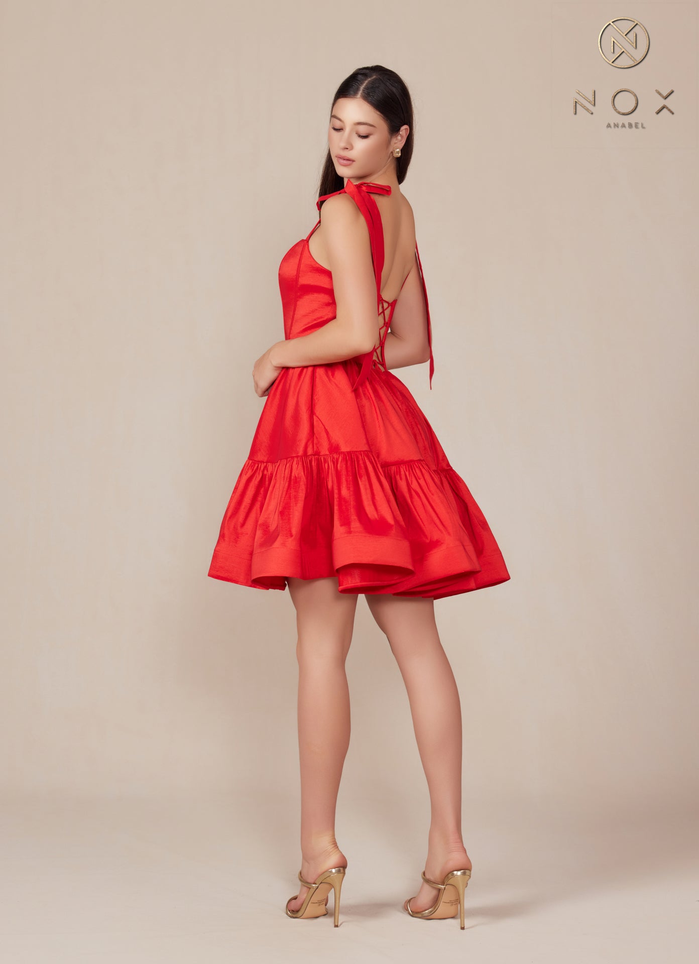 Nox Anabel T869 Homecoming Short A Line Ribbon Cocktail Dress