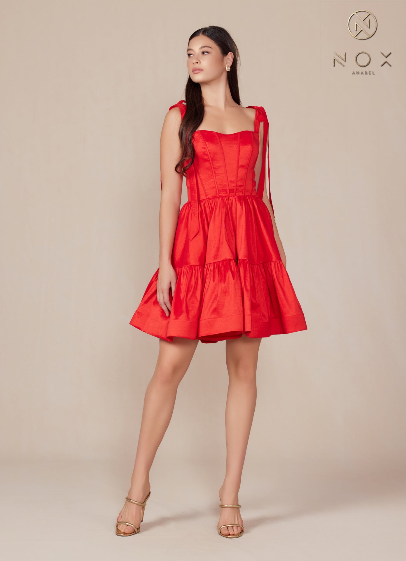 Nox Anabel T869 Homecoming Short A Line Ribbon Cocktail Dress