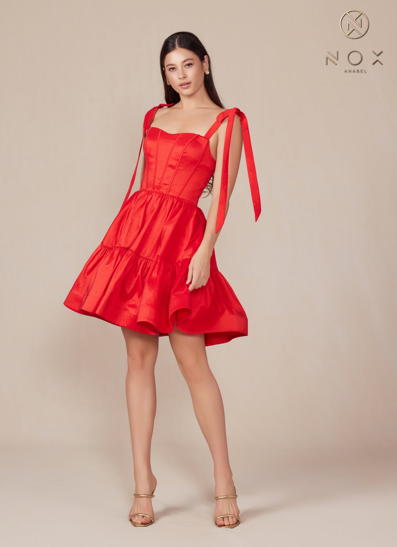 Nox Anabel T869 Homecoming Short A Line Ribbon Cocktail Dress