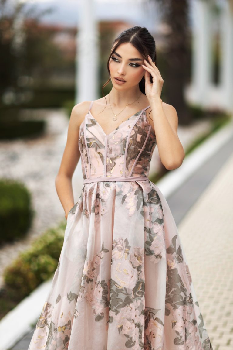 V-Neck Floor-Length Organza Formal Ball Gown - Tina Holly TYTA616