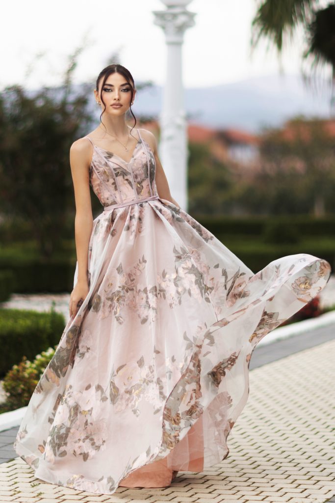 V-Neck Floor-Length Organza Formal Ball Gown - Tina Holly TYTA616
