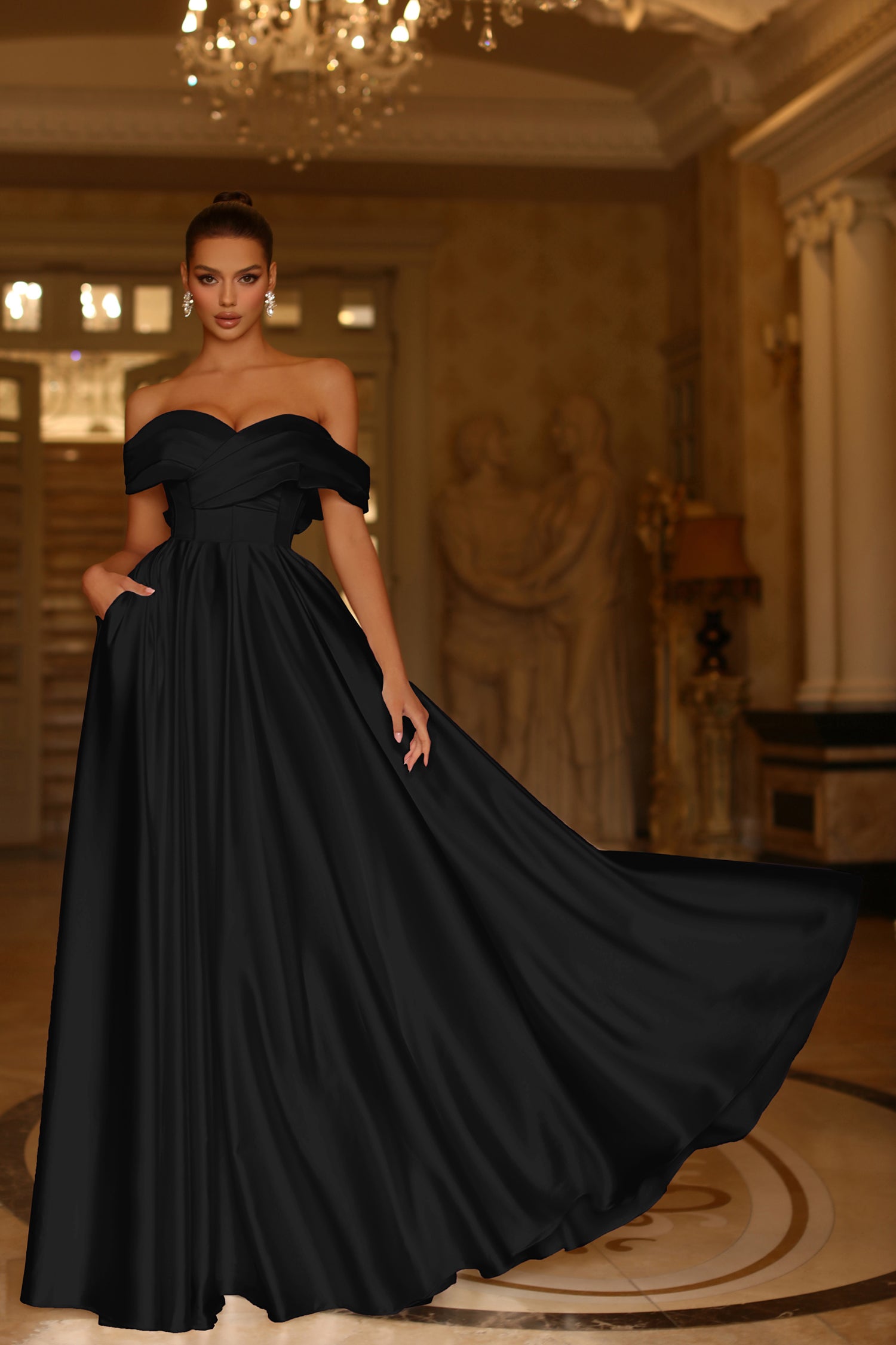 Turquoise Tina Holly TE207 A Line Long Pleated Formal Prom Dress for
