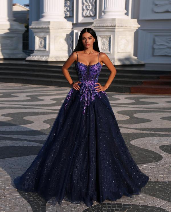 Tina Holly TE216B Long Ball Gown Lace Applique Prom Dress