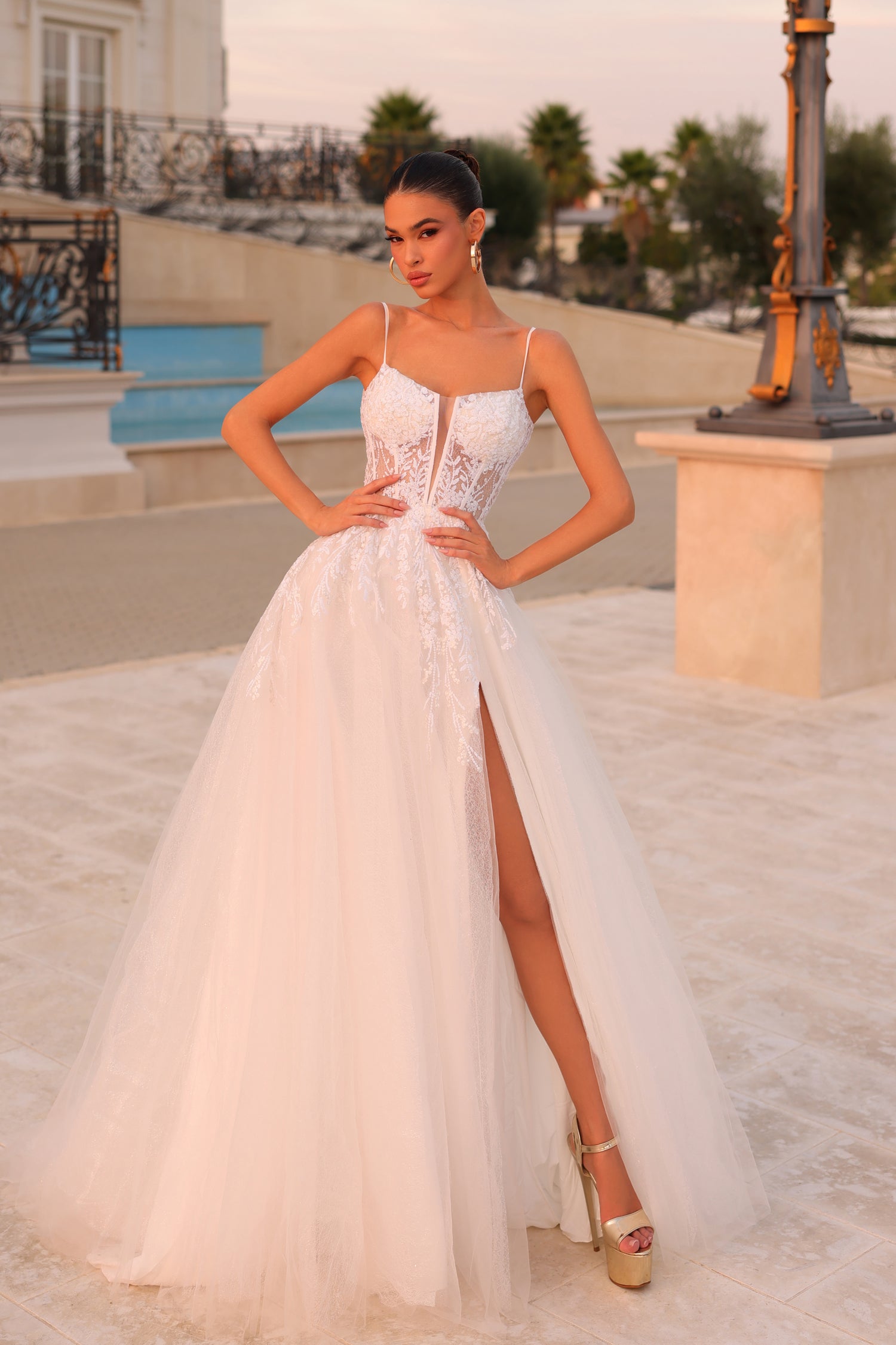 Sweetheart Floor-Length Tulle Wedding A-Line Gown Tina Holly TYTE216W