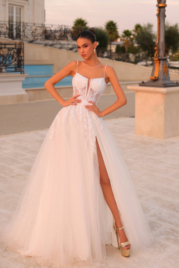 Sweetheart Floor-Length Tulle Wedding A-Line Gown Tina Holly TE216W
