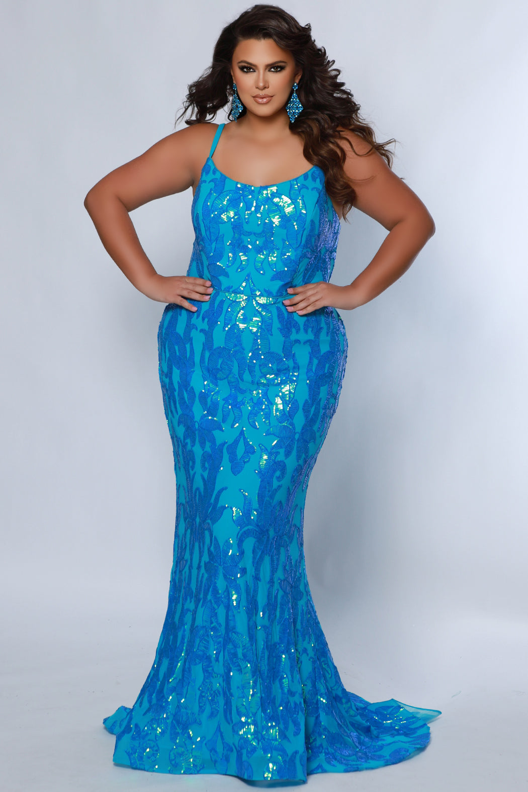 Sydneys Closet TE2307 Prom Long Sequin Formal Plus Size Dress