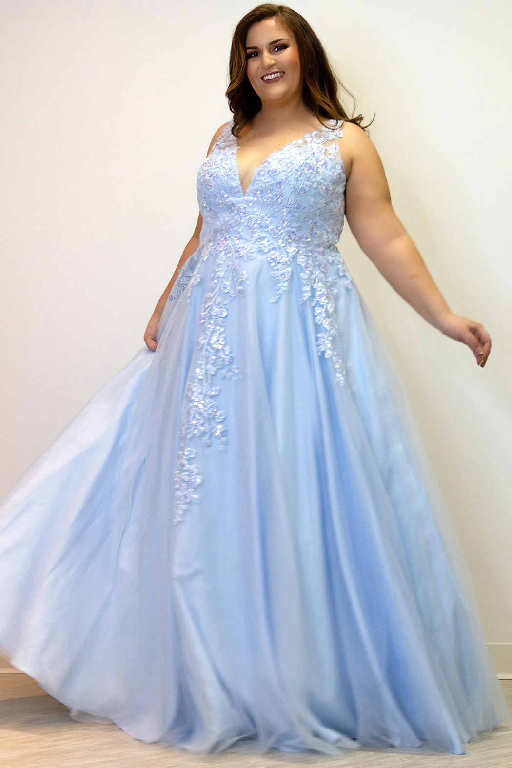Sydneys Closet TE2313 Prom Long Formal A Line Floral  Plus Size Dress