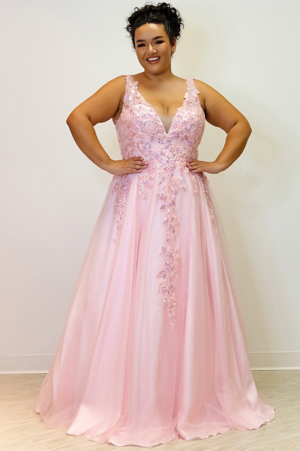 Sydneys Closet TE2313 Prom Long Formal A Line Floral  Plus Size Dress