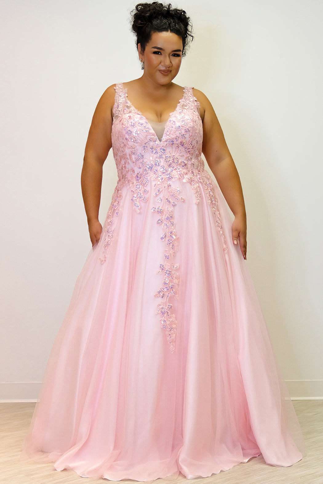 Sydneys Closet TE2313 Prom Long Formal A Line Floral  Plus Size Dress