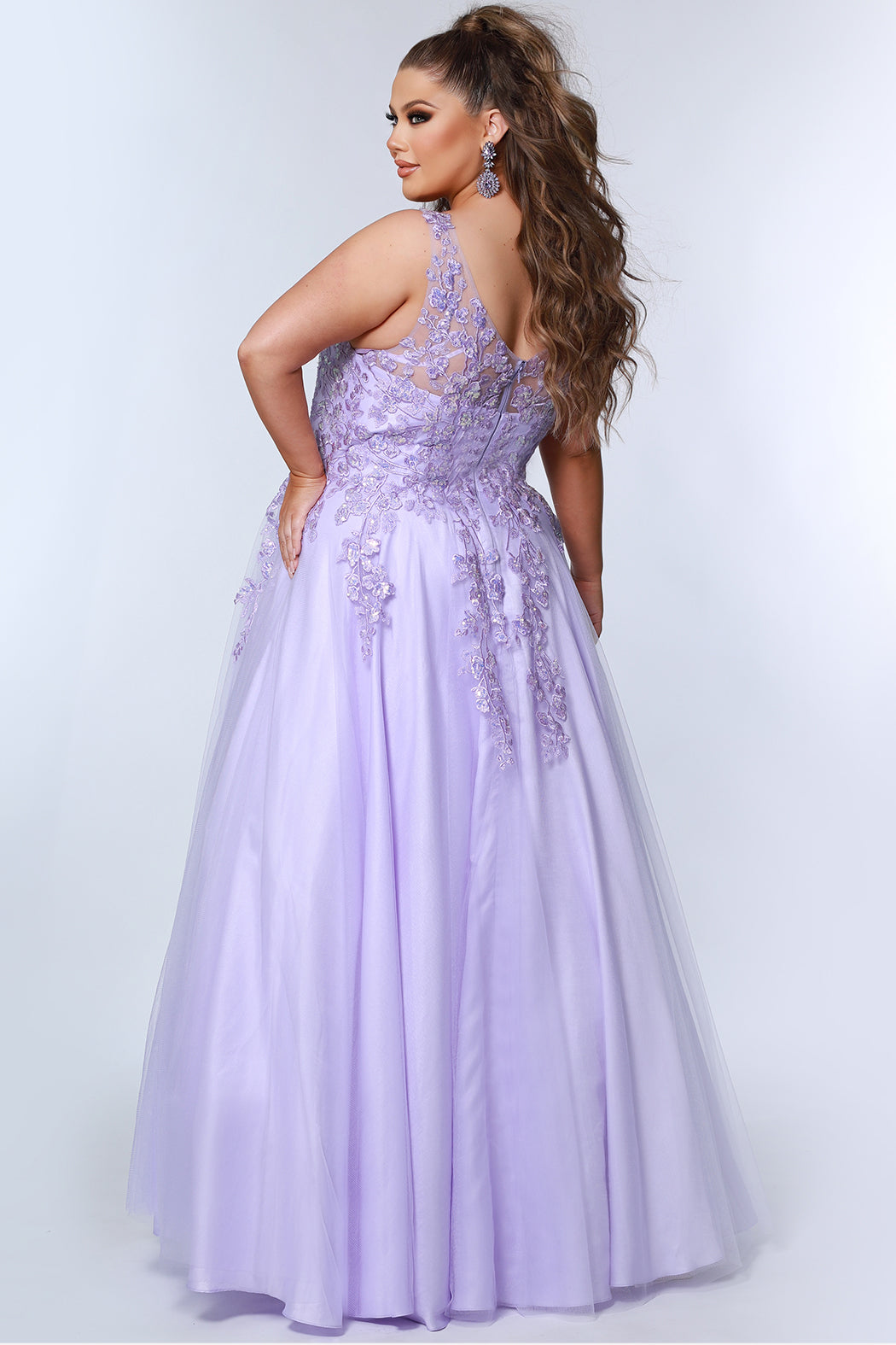 Sydneys Closet TE2313 Prom Long Formal A Line Floral  Plus Size Dress