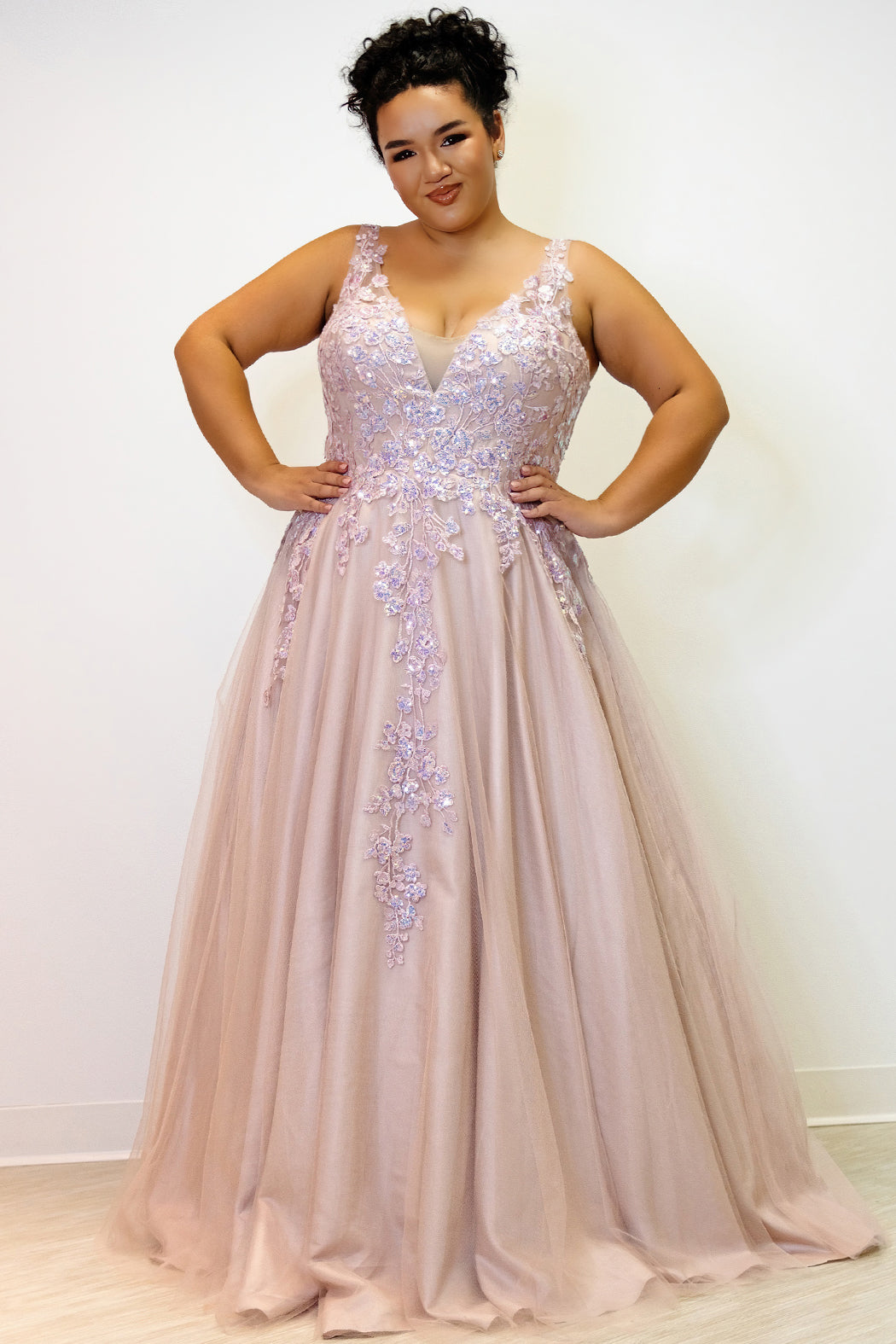 Sydneys Closet TE2313 Prom Long Formal A Line Floral  Plus Size Dress