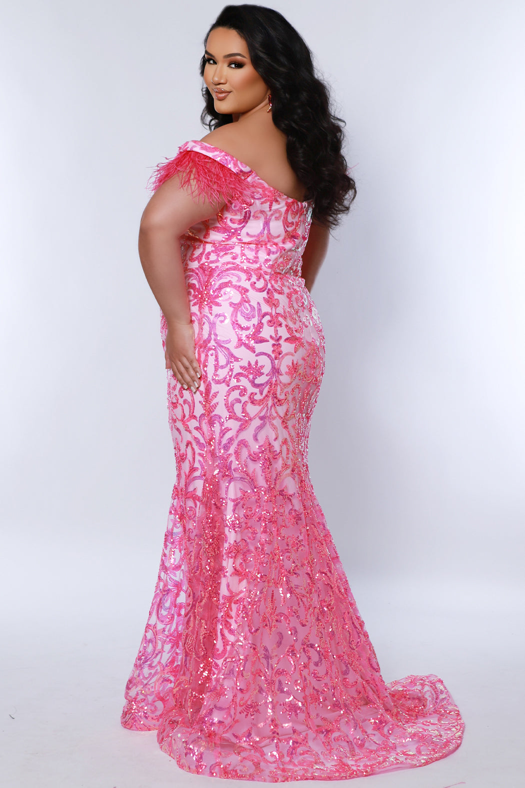 Sydneys Closet TE2403 Plus Size Prom Fitted Long Formal Sequin Dress