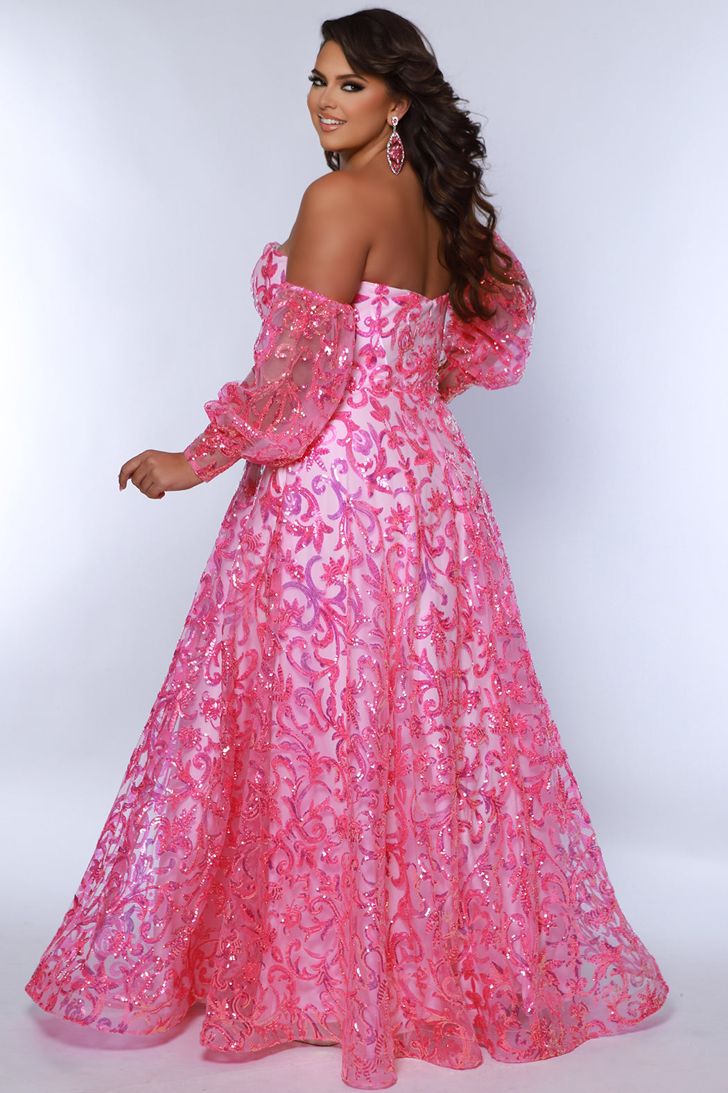 Sydneys Closet TE2404 A Line Sequin Long Formal Plus Size Prom Dress