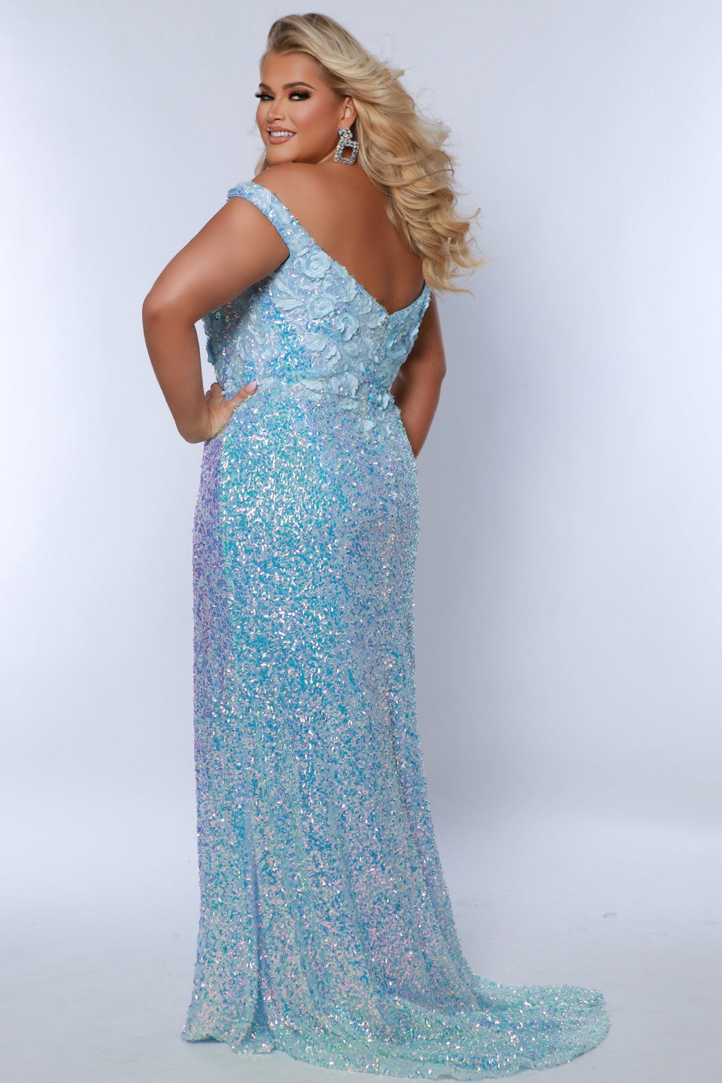 Sydneys Closet TE2407 Prom Plus Size Sequin Formal Long Mermaid Dress