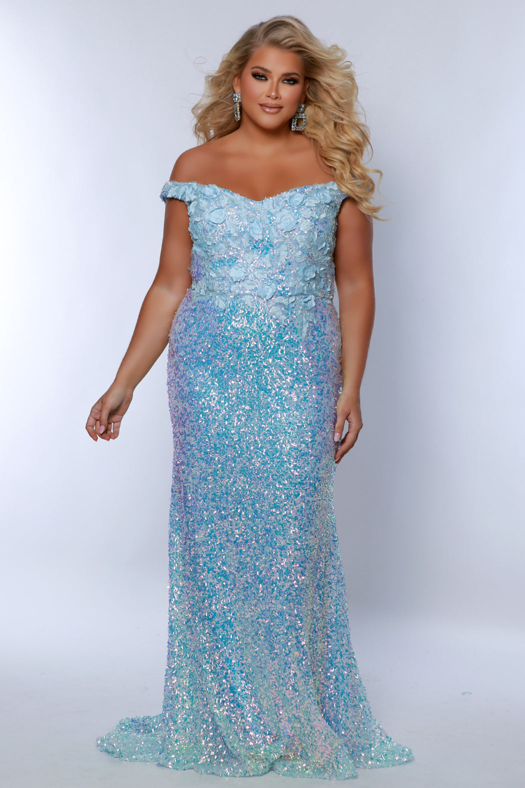 Sydneys Closet TE2407 Prom Plus Size Sequin Formal Long Mermaid Dress