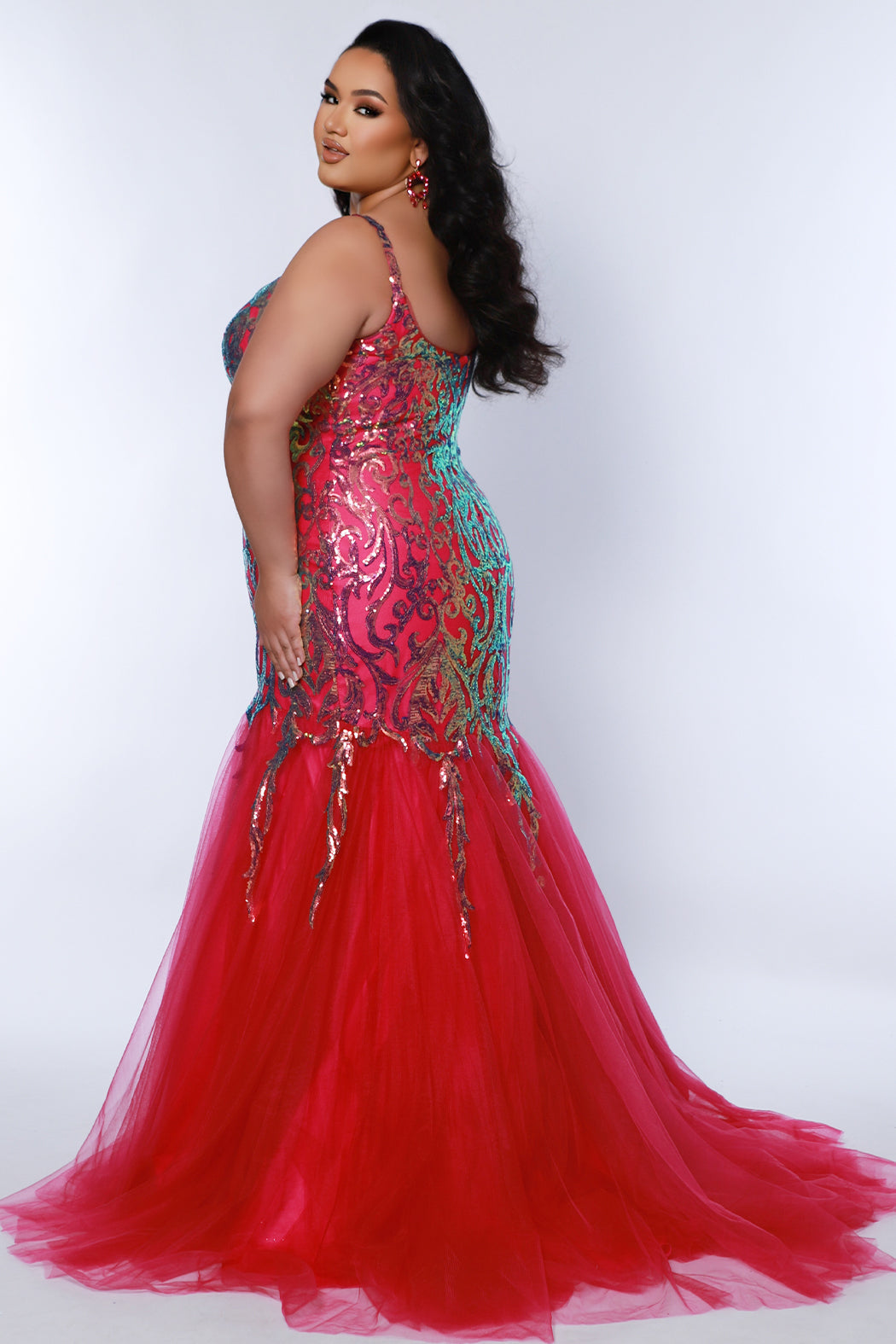 Sydneys Closet TE2409 Prom Plus Size Sequin Long Formal Mermaid Glitter Dress