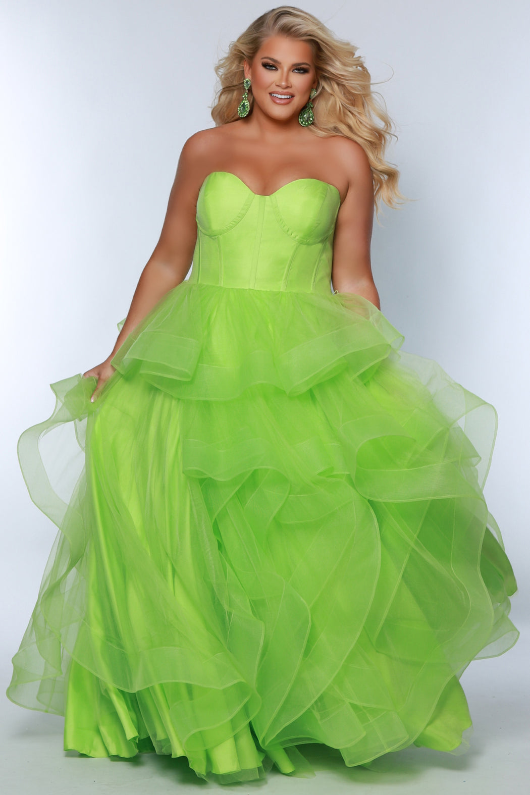 Sydneys Closet TE2420 Plus Size Long Ball Gown Corset Prom Dress