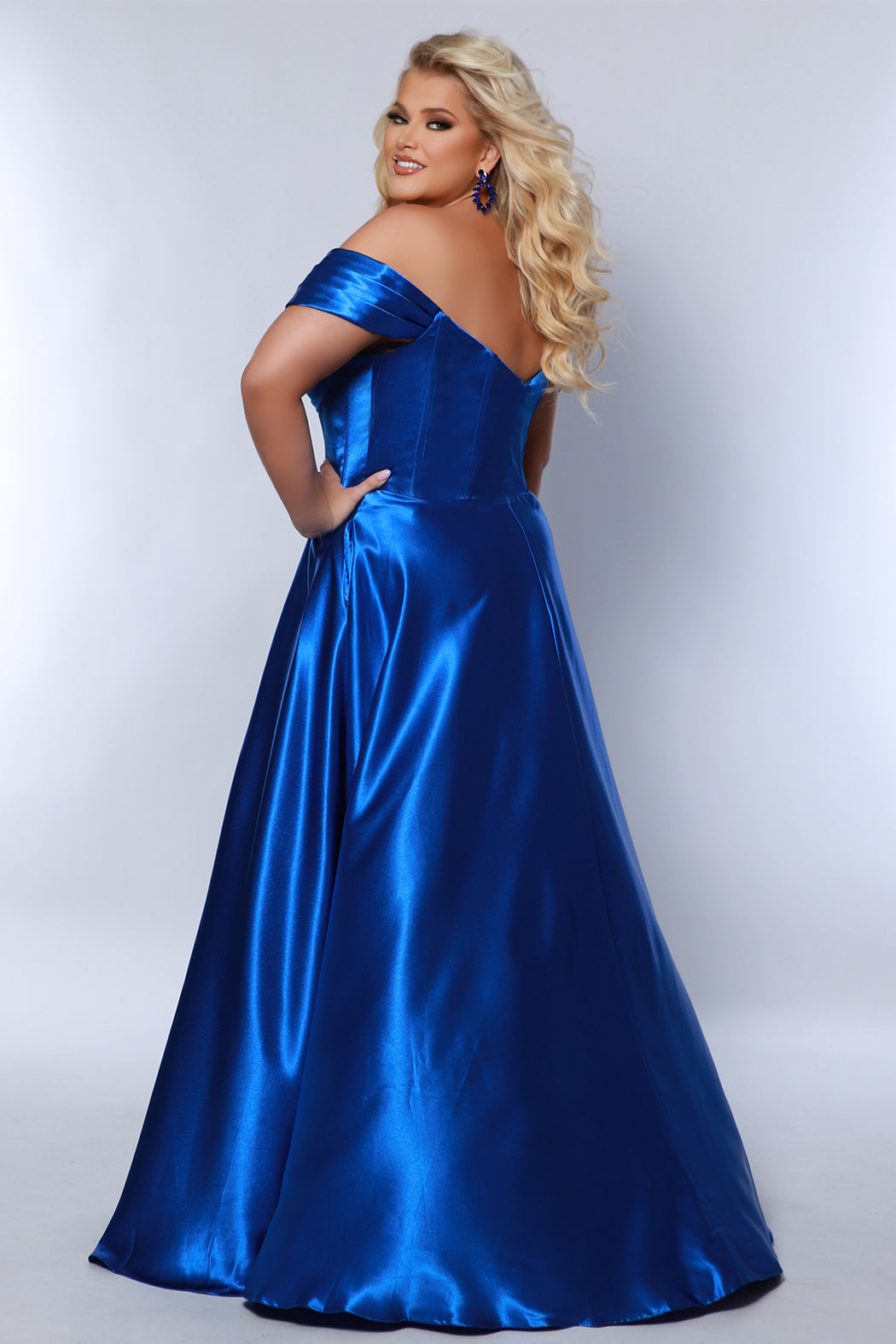 Sydneys Closet TE2424 Prom A Line Long Formal Plus Size Corset Dress