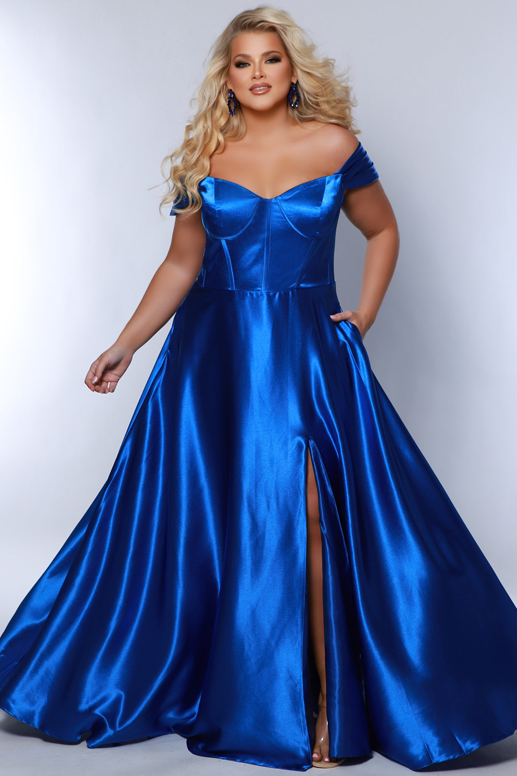 Sydneys Closet TE2424 Prom A Line Long Formal Plus Size Corset Dress