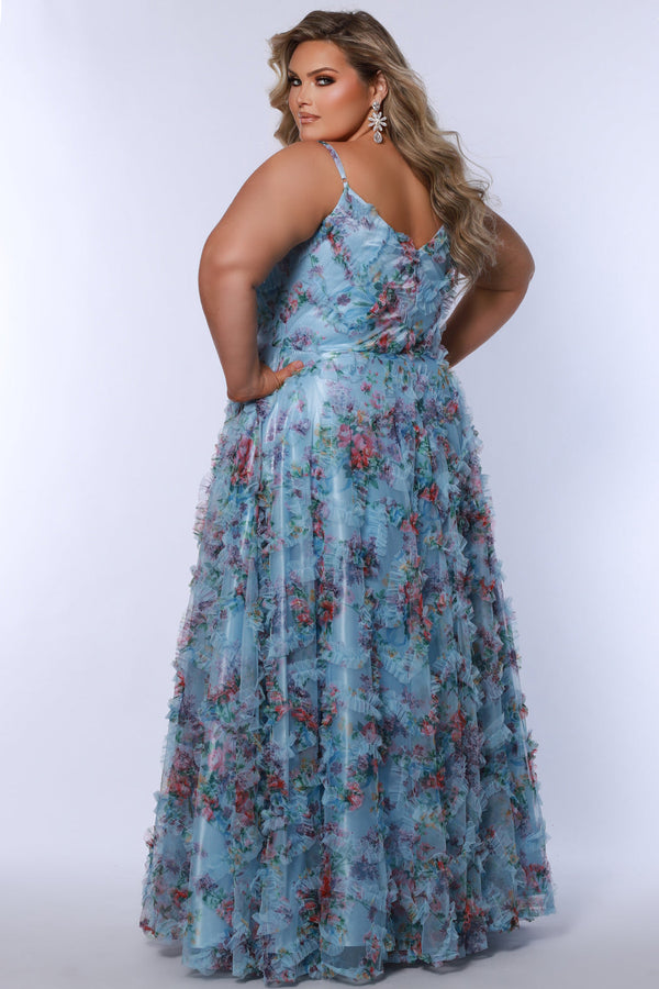 Blue long sleeve bridesmaid dress 2508