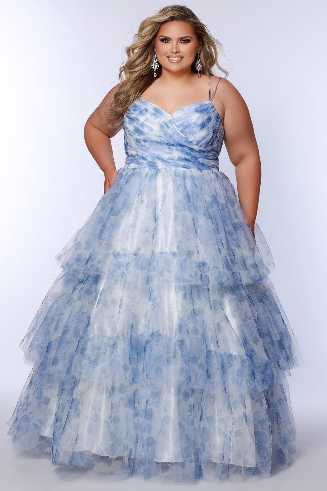Sydneys Closet TE2525 Plus Size Floral Long Ball Gown Prom Dress