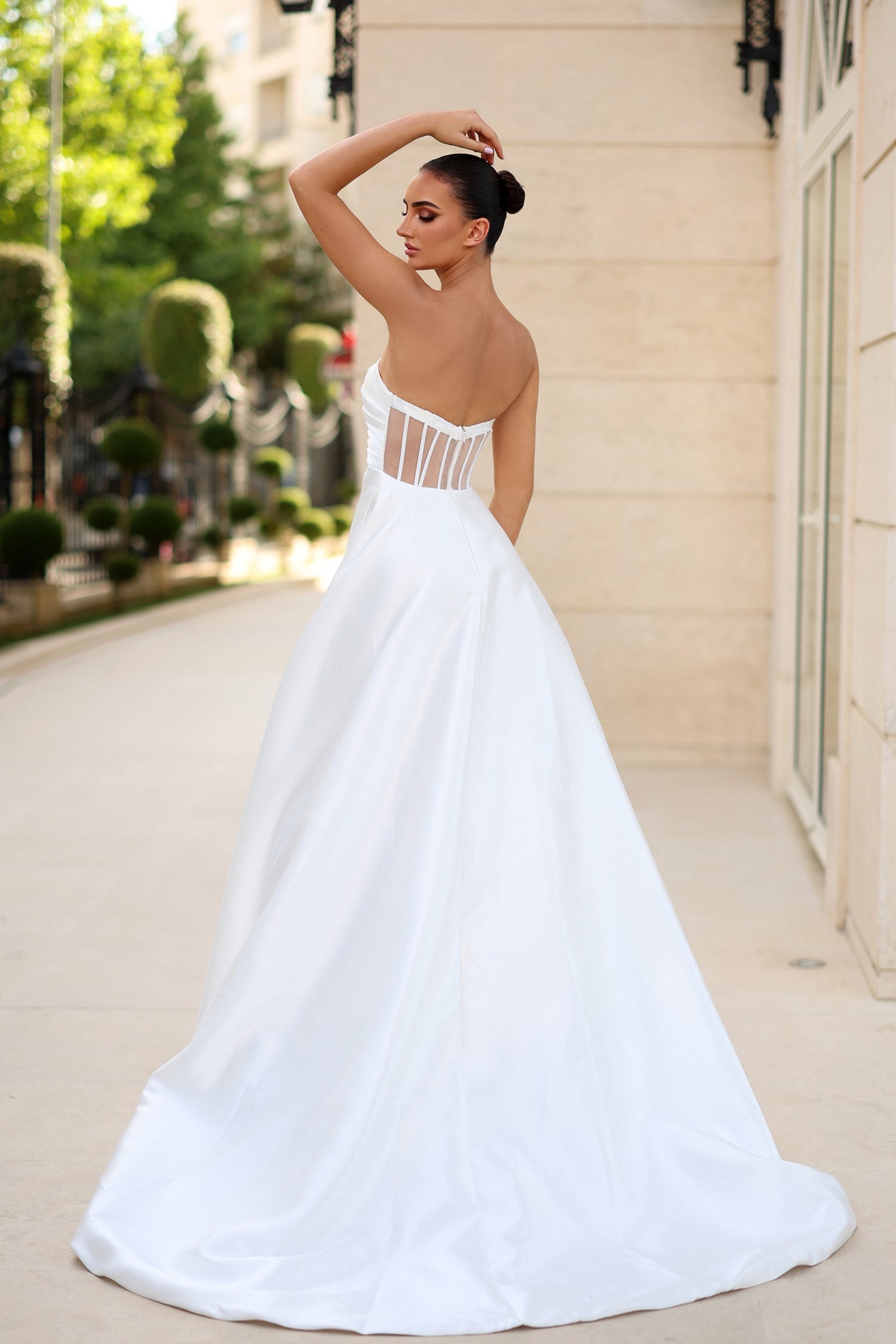 Tina Holly TE302 Pleated Bridal Long A Line Wedding Dress