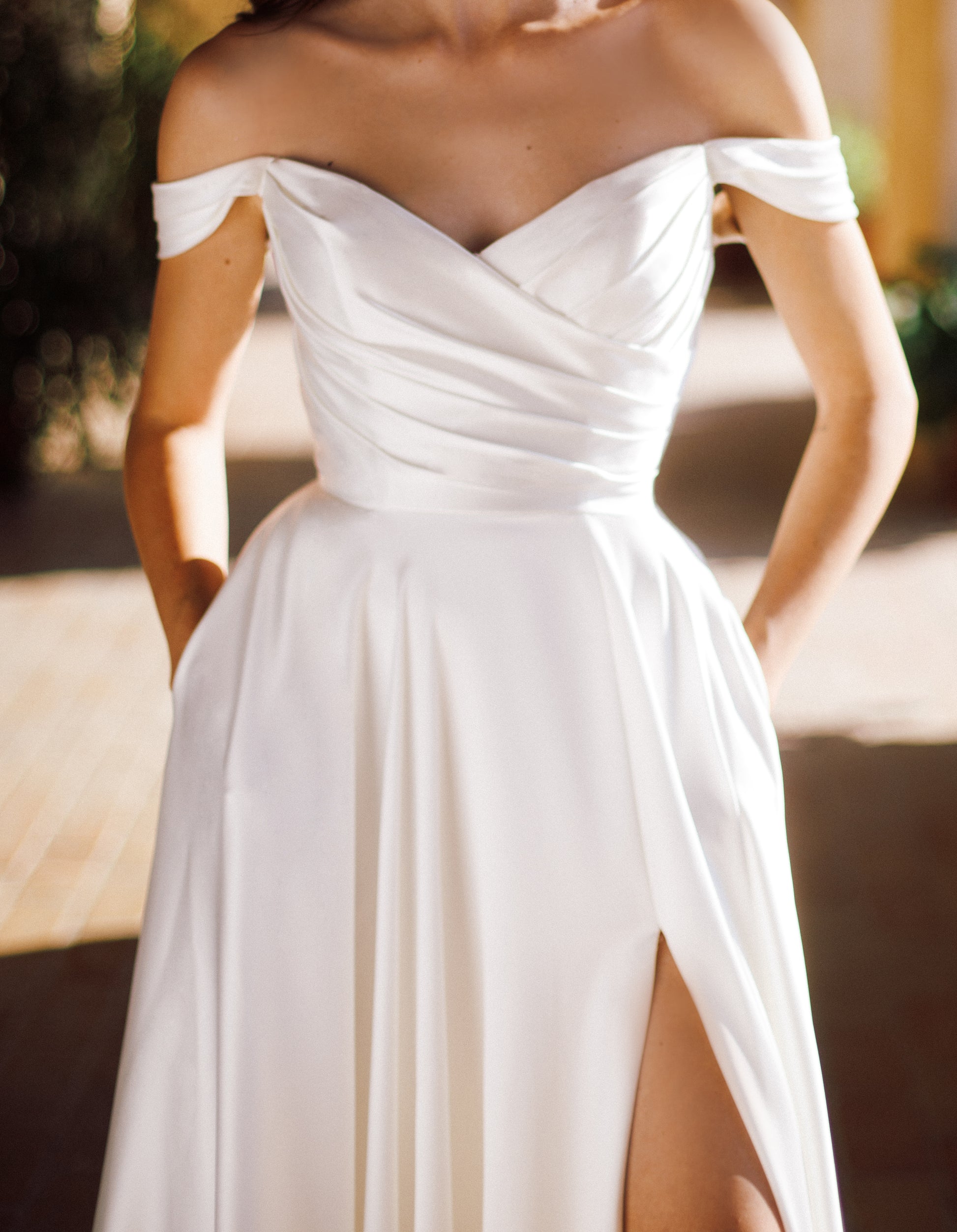 Tina Holly TE565 Pleated Long Bridal A Line Wedding Dress