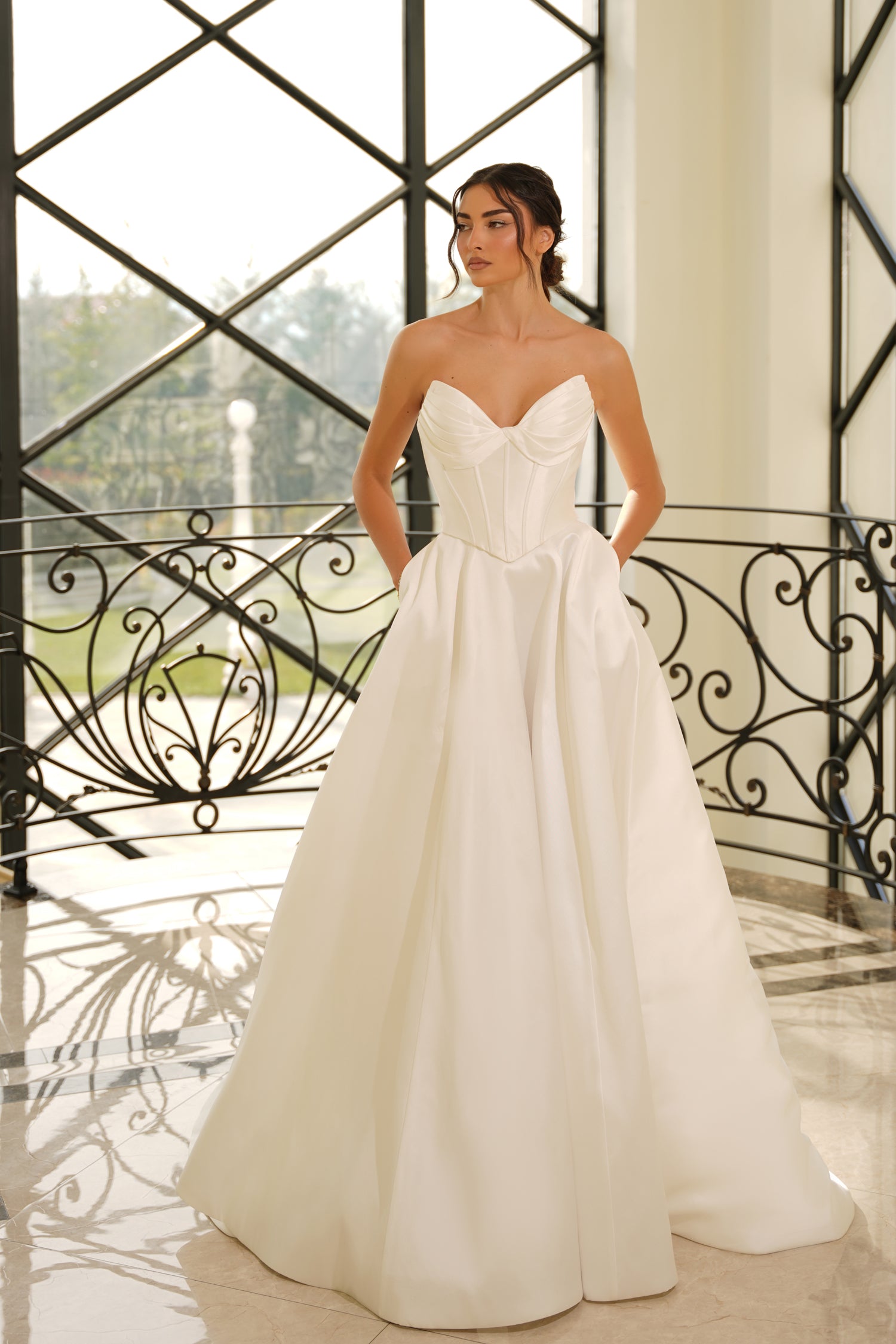 Long Bridal Corset Wedding Dress Tina Holly TE704