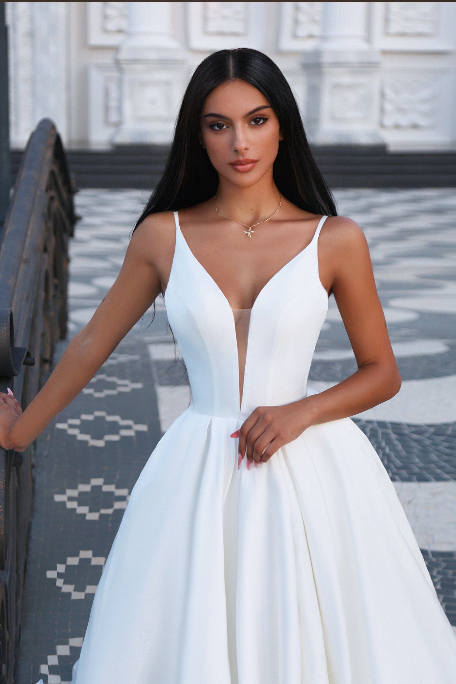 Wedding Dresses Long Slit A Line Wedding Dress Off White