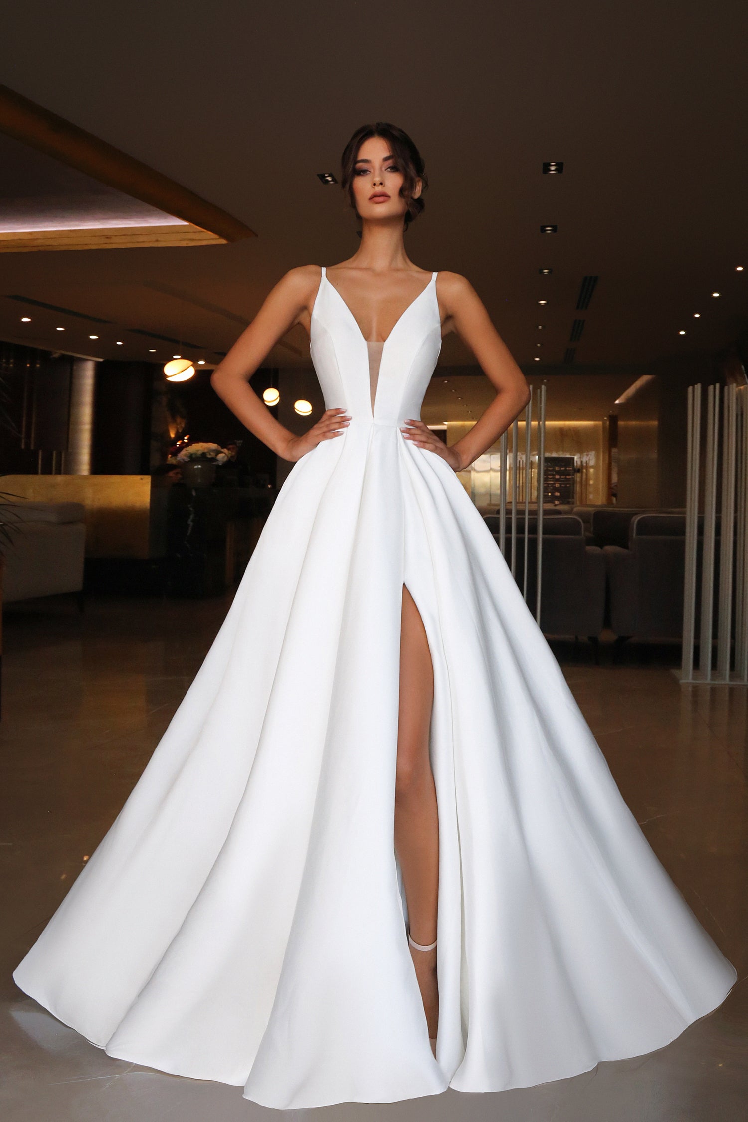 Tina Holly TF002 Long Slit A Line Wedding Dress Tina Holly TF002 Long Slit A Line Wedding Dress
