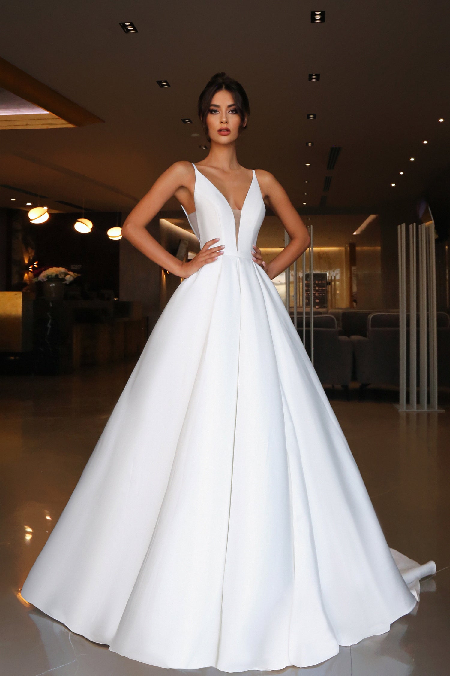 Tina Holly TF002 Long Slit A Line Wedding Dress