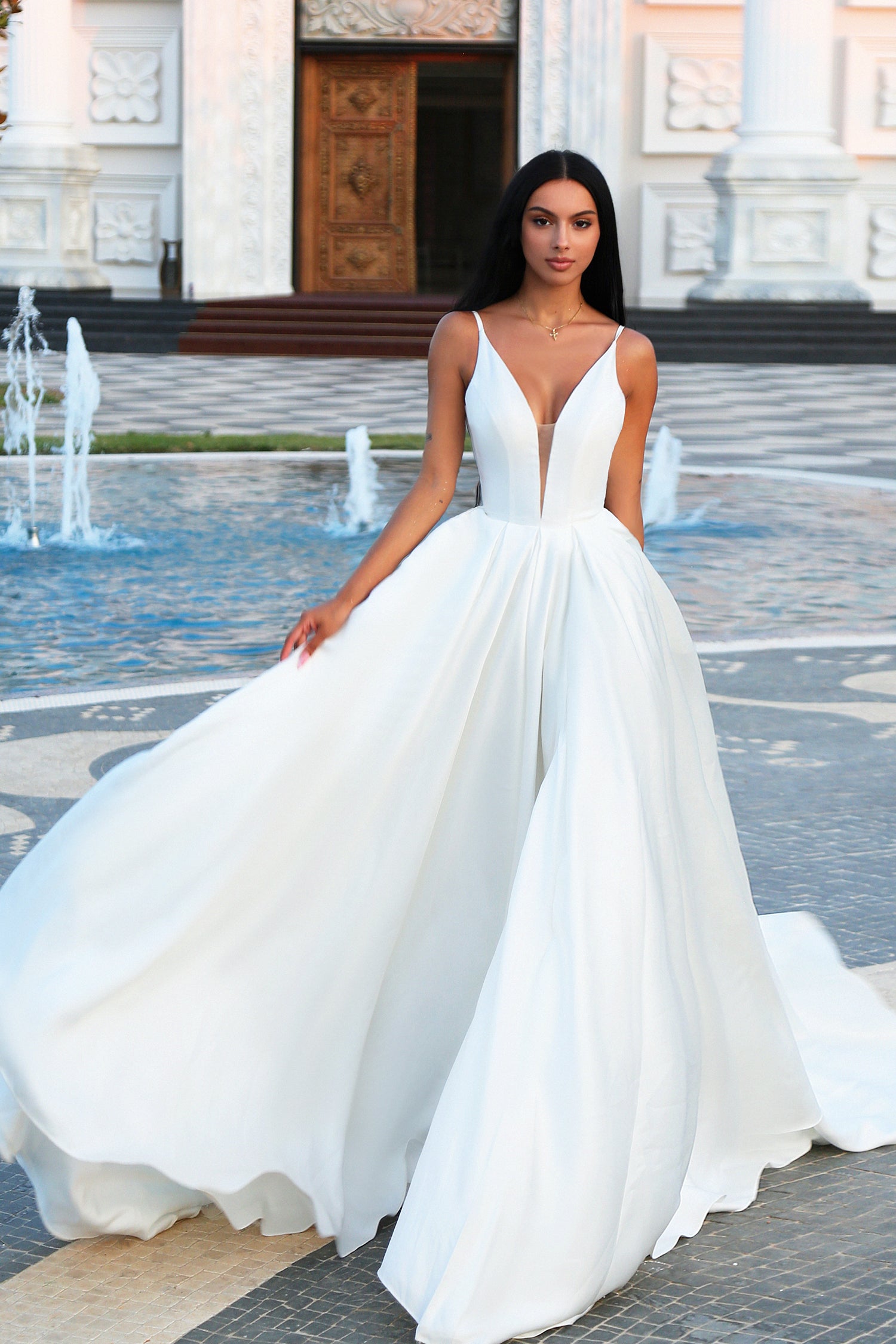 Tina Holly TF002 Long Slit A Line Wedding Dress Tina Holly TF002 Long Slit A Line Wedding Dress
