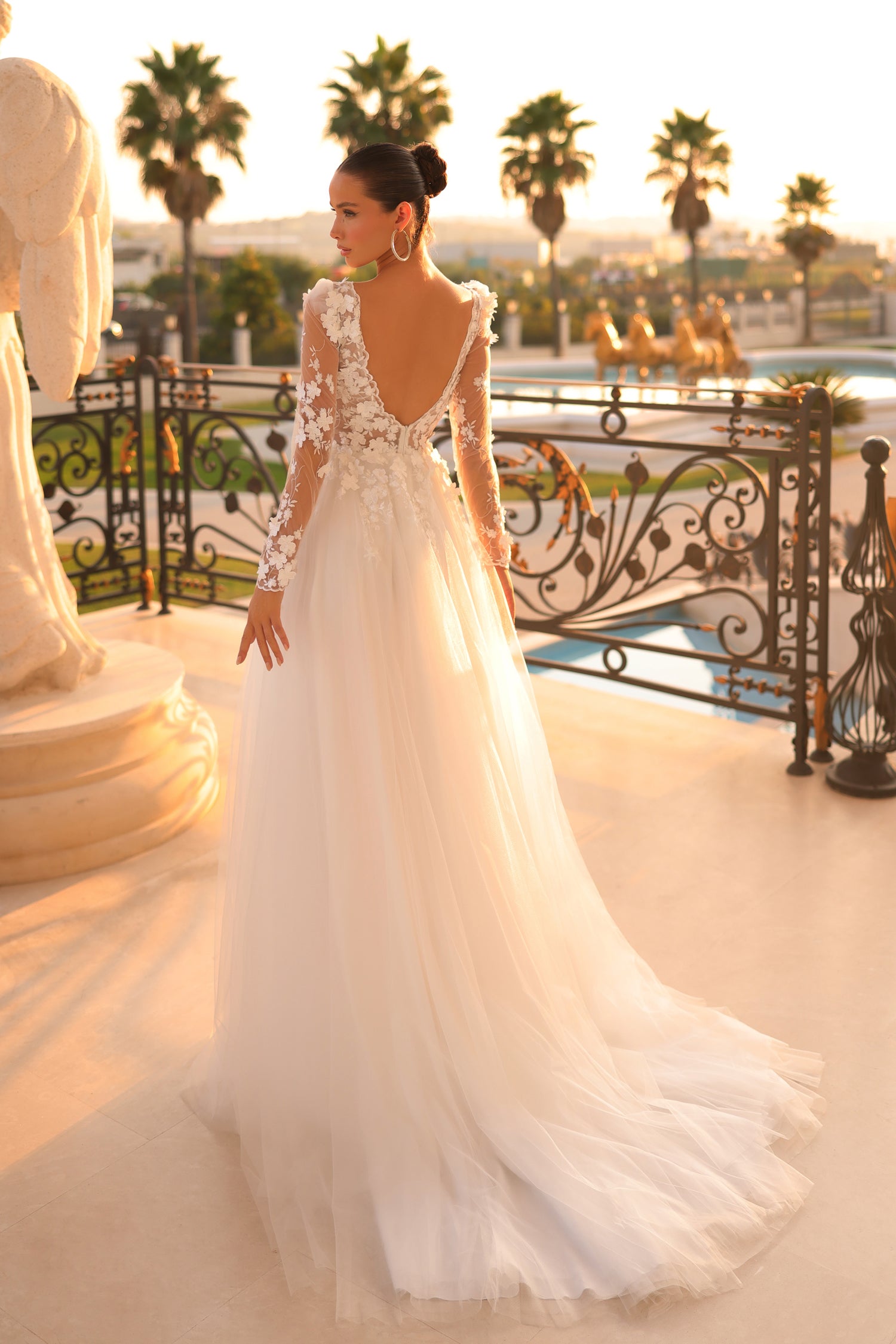 Tina Holly TF318 Long Sleeve Bridal Gown 3D Floral Wedding Dress