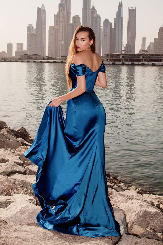 Off-the-Shoulder Floor-Length Satin Formal Mermaid/Trumpet Gown - Tina Holly TYTK016