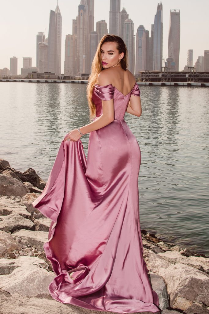 Off-the-Shoulder Floor-Length Satin Formal Mermaid/Trumpet Gown - Tina Holly TYTK016