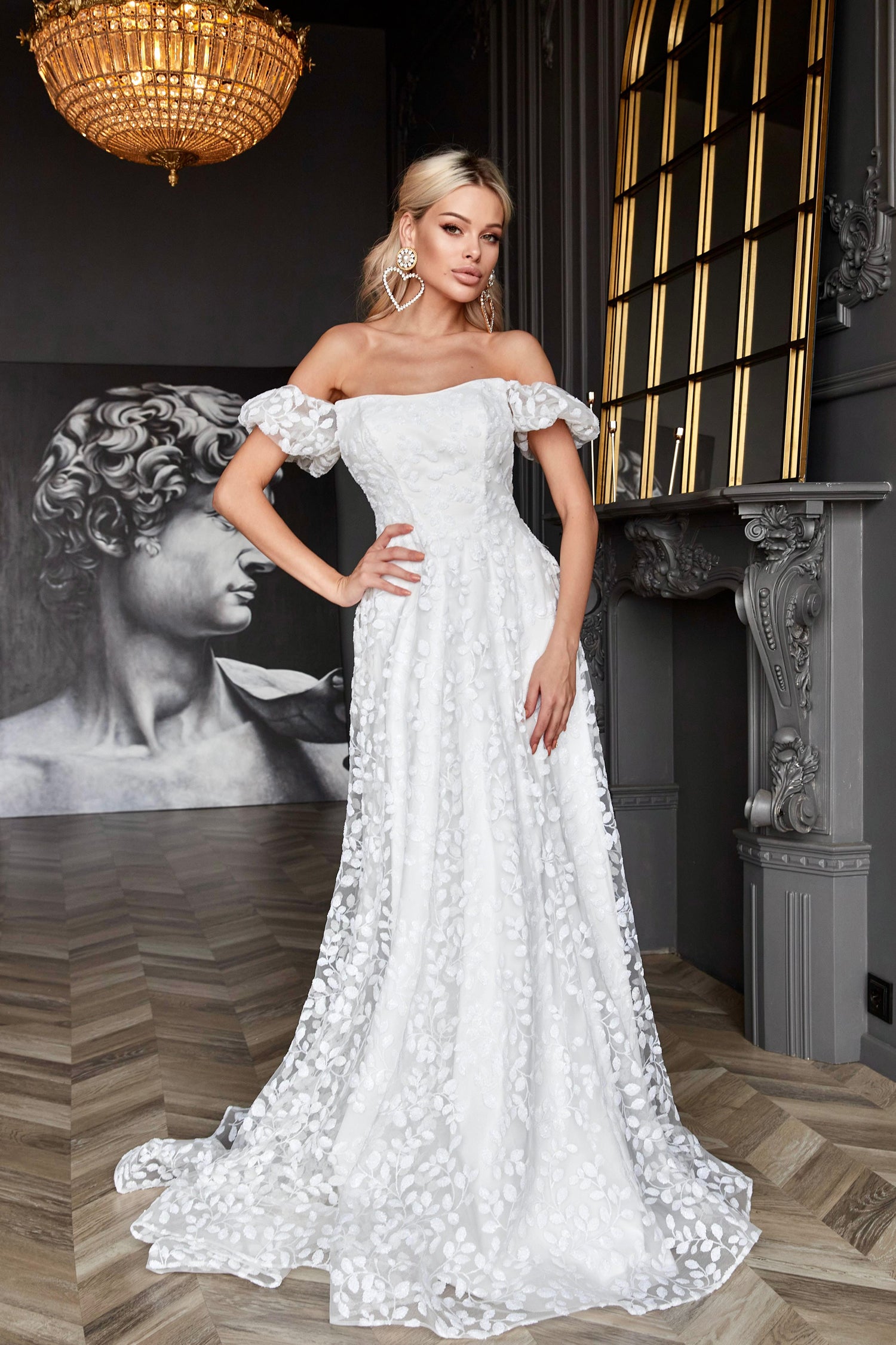 Wedding Dresses Long Glitter Sequin Wedding Dress Off White