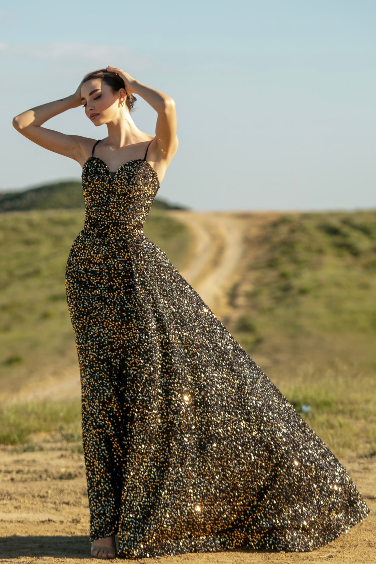 Sweetheart Floor-Length Sequin Formal A-Line Gown Tina Holly TK046