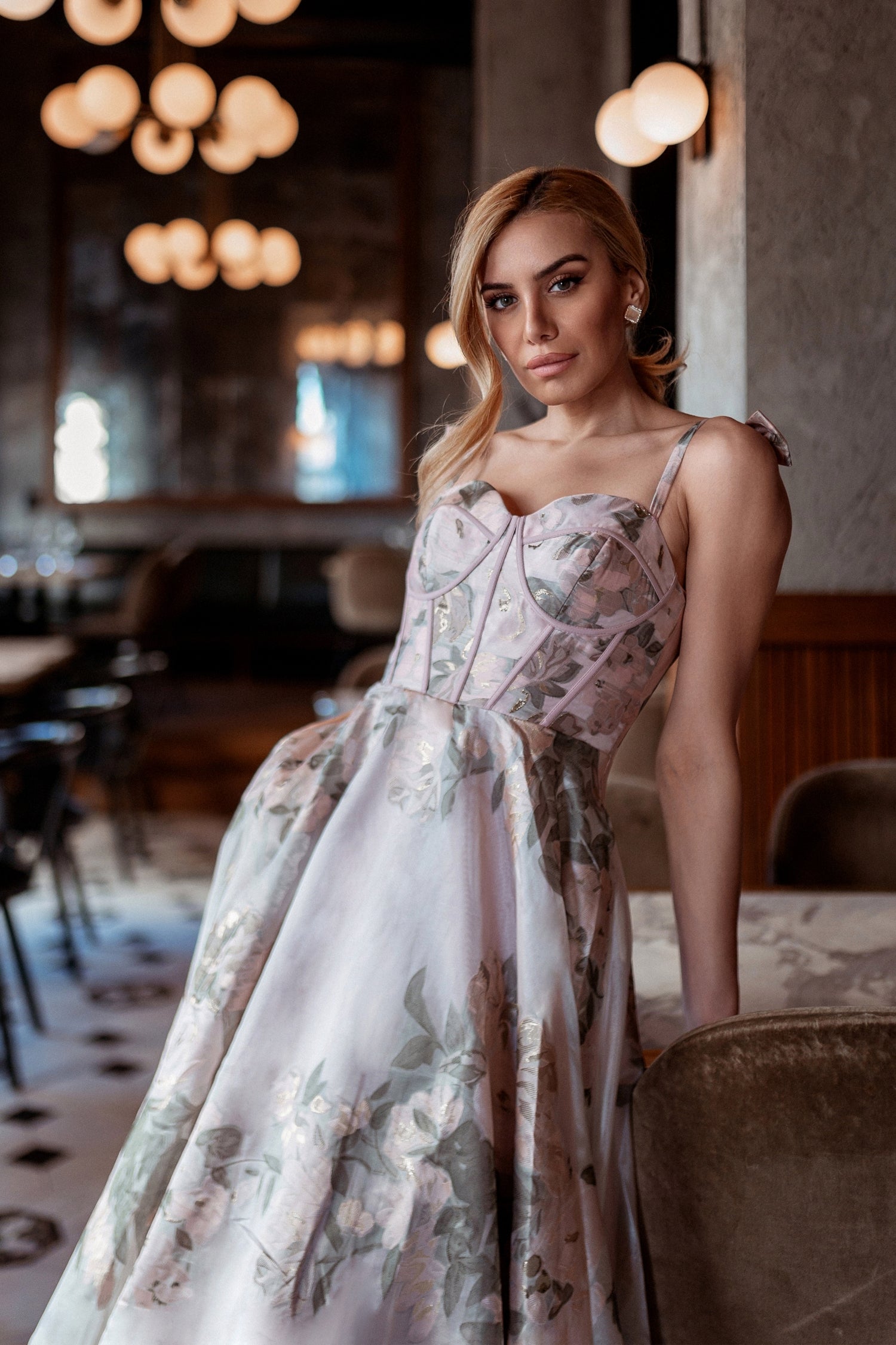 Prom Dresses Long Floral A Line Formal Prom Dress Floral Pink