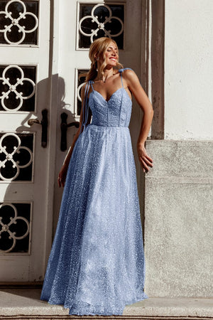 Sweetheart Floor-Length Glitter Tulle Prom A-Line Gown Tina Holly TK311
