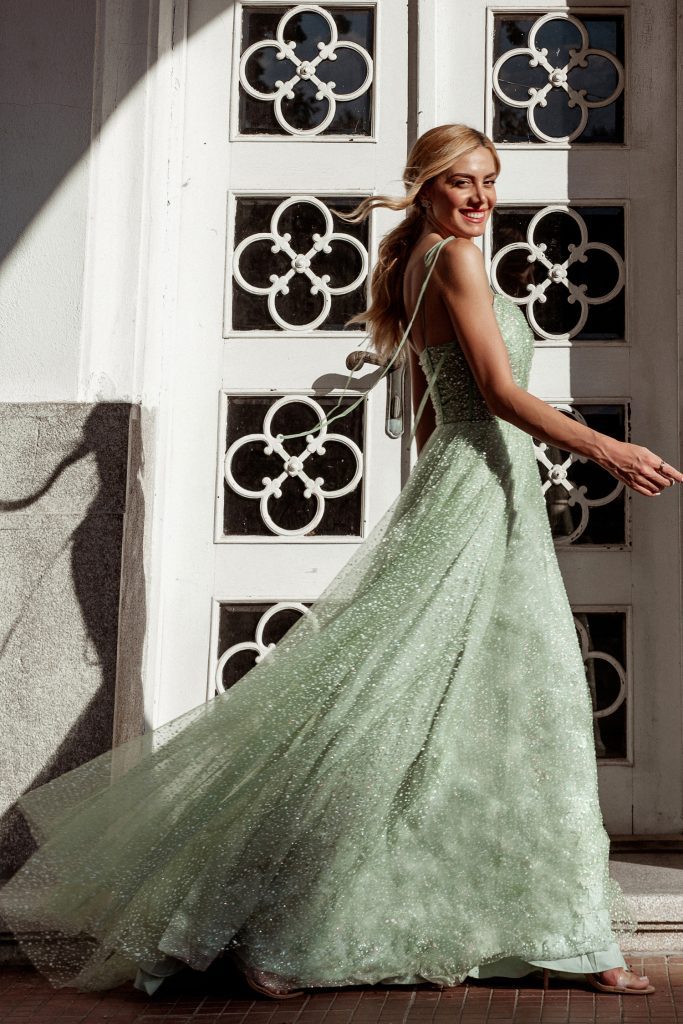 Sweetheart Floor-Length Glitter Tulle Prom A-Line Gown Tina Holly TK311