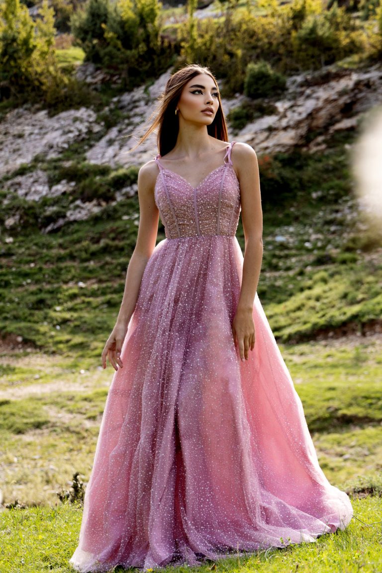 Sweetheart Floor-Length Glitter Tulle Prom A-Line Gown Tina Holly TK311