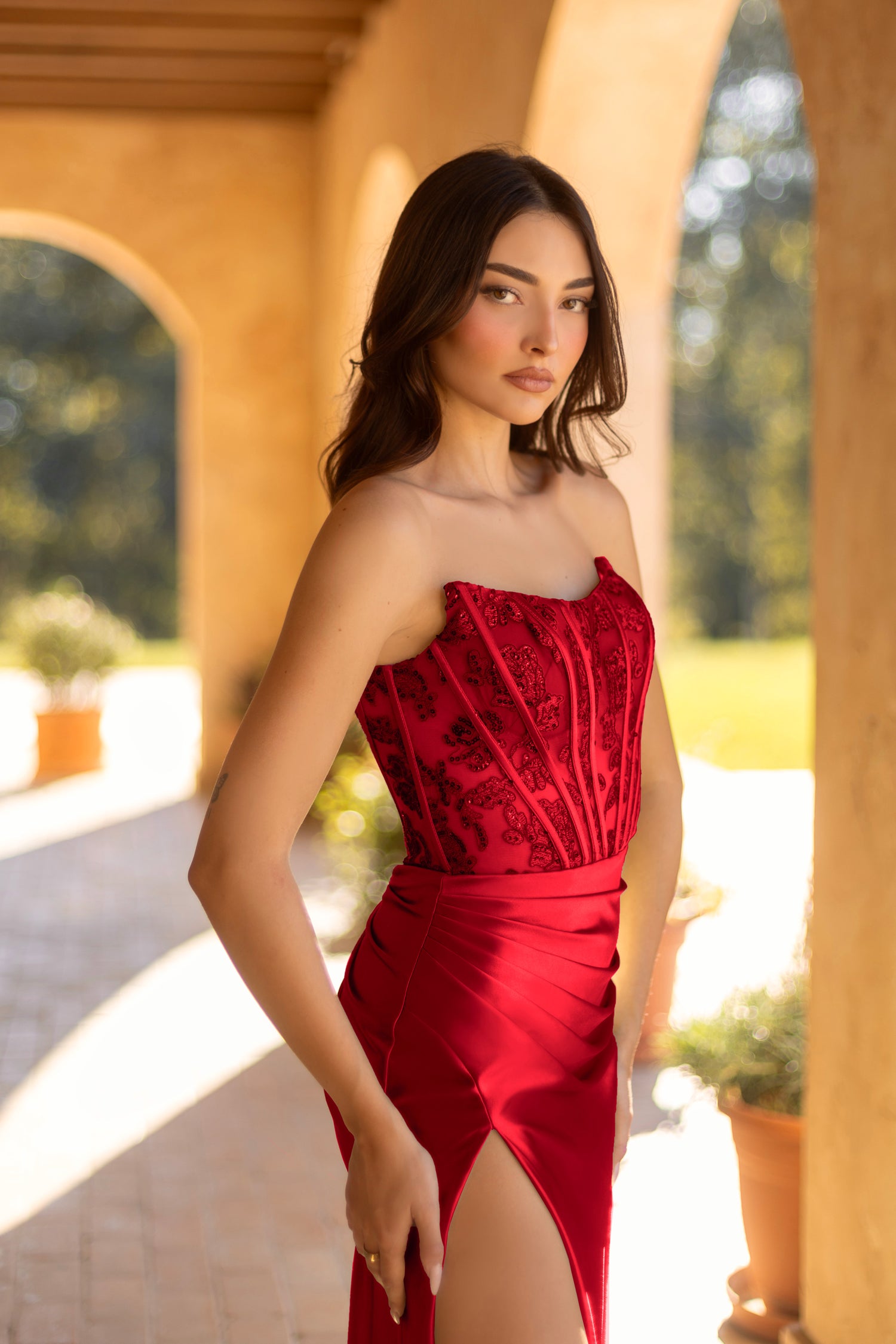 Tina Holly TK551 Long Fitted 3D Lace Formal Prom Dress
