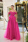 Prom Dresses Long A Line Formal Beaaded Lace Prom Dress Magenta