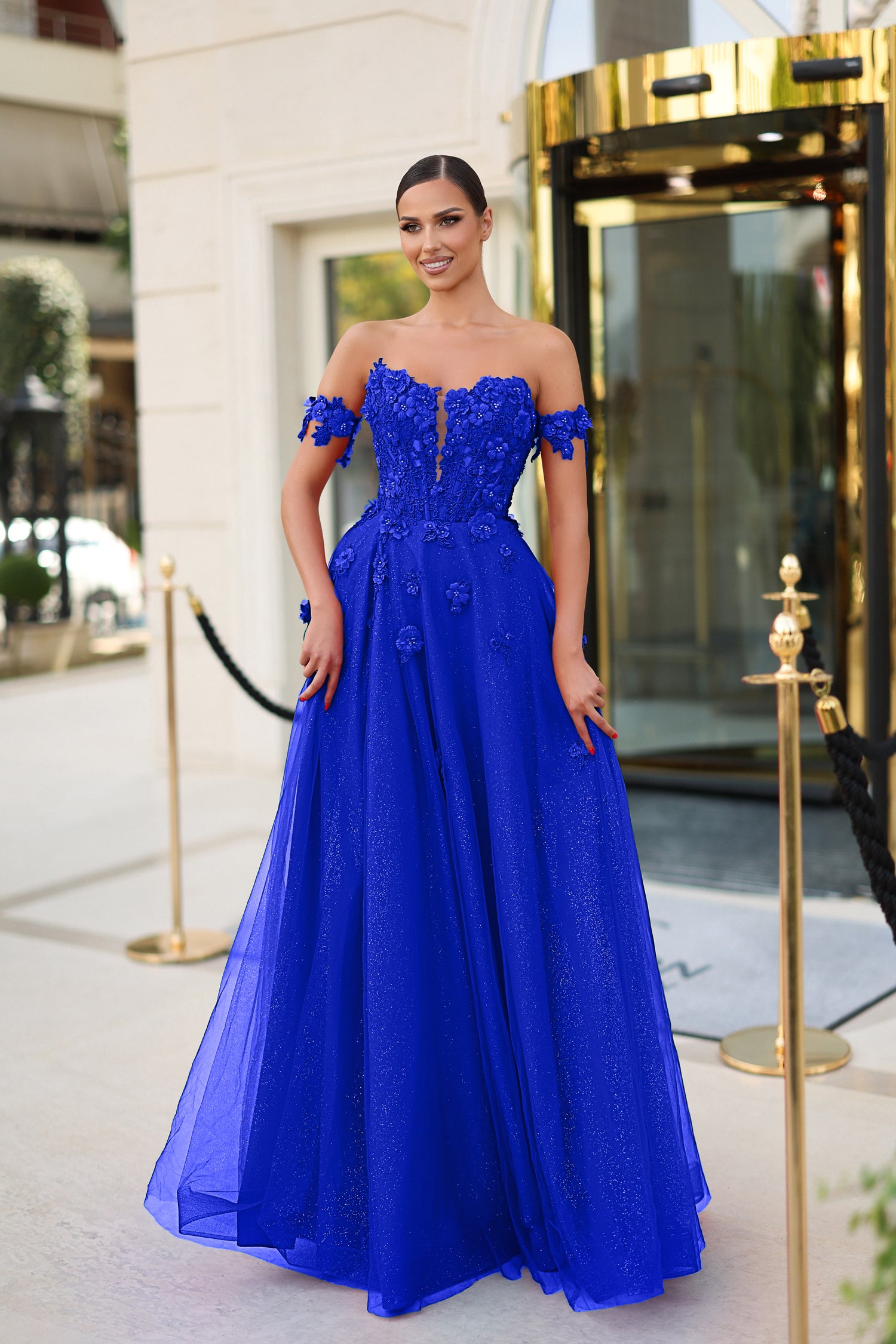 Tina Holly TK582 Long A Line Formal Beaded Lace Prom Dress