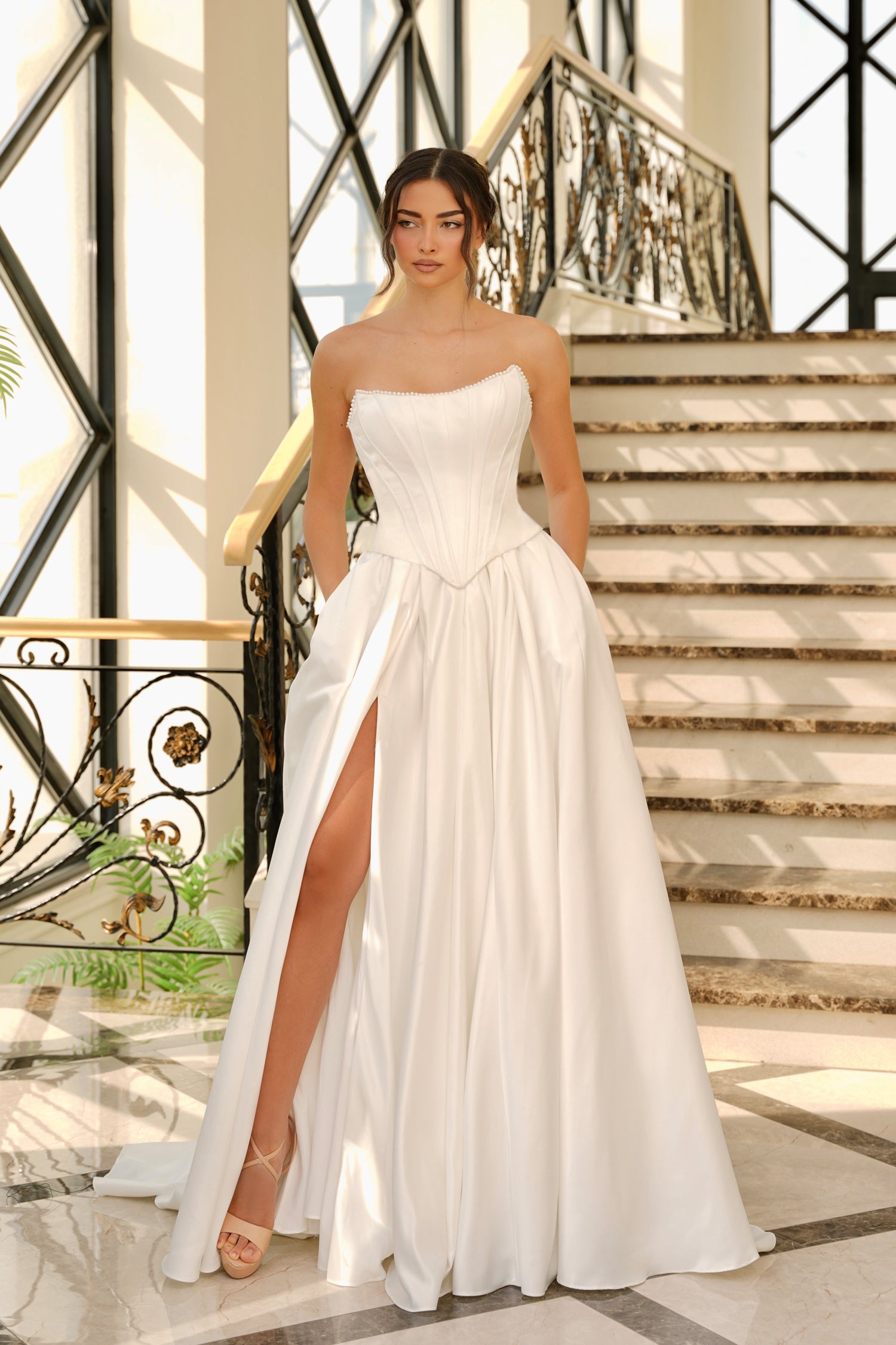 Wedding Dresses Long Bridal A Line Wedding Dress Tina Holly TK803 Off White