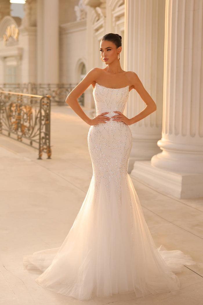 Prom Dresses Beaded Lace Long Formal Prom Dress Off White