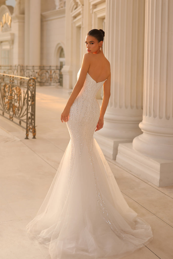 Prom Dresses Beaded Lace Long Formal Prom Dress Off White