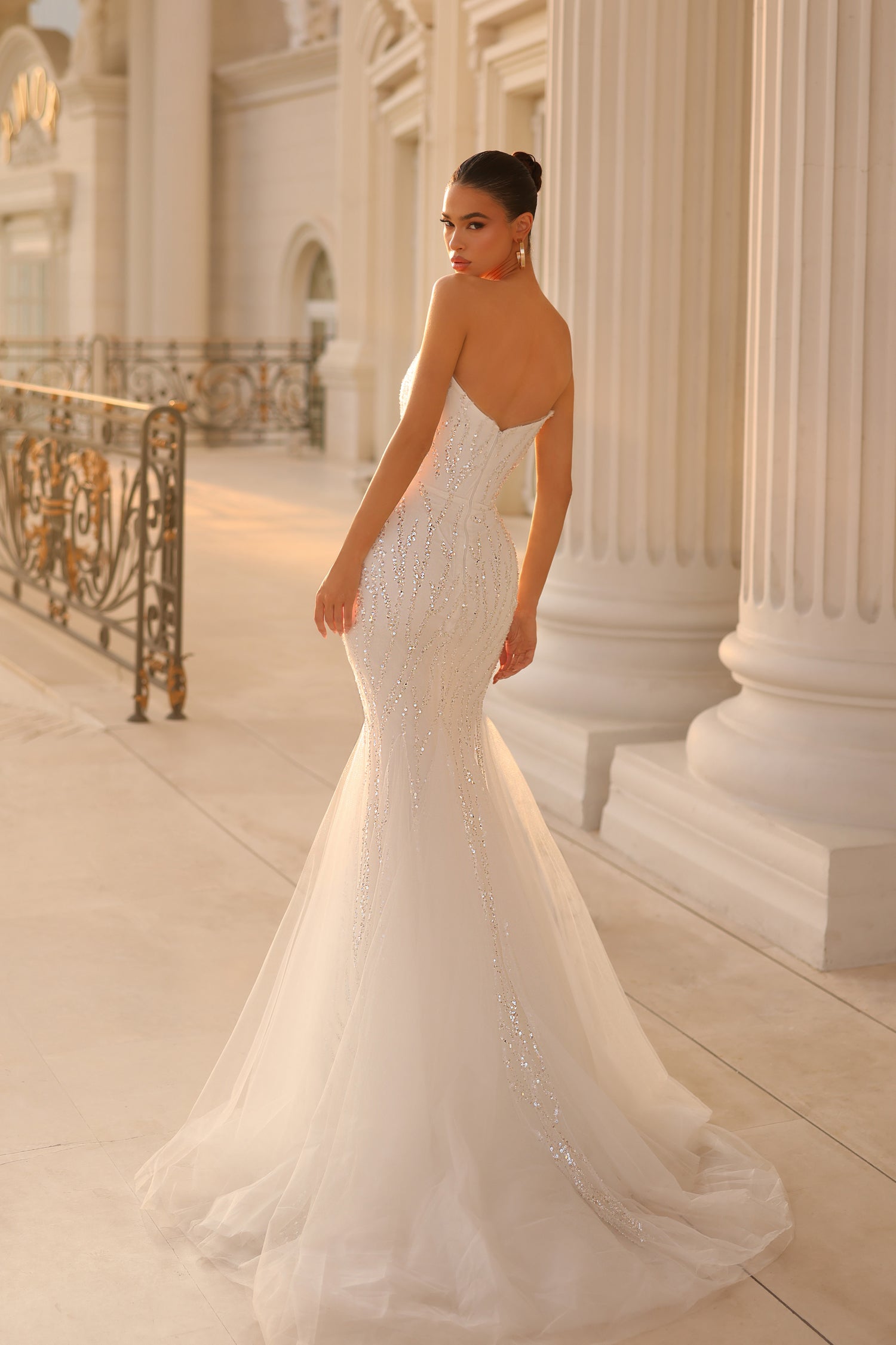 Prom Dresses Beaded Lace Long Formal Prom Dress Off White